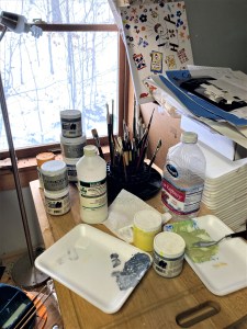 Painting on a winter's day.